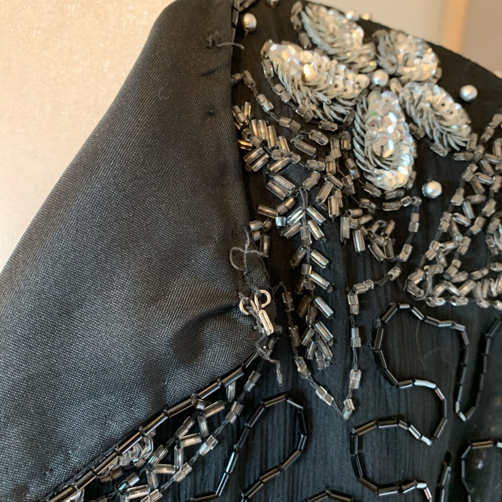 Beaded Top 100% Silk Black Made in India L - Picture 6 of 8
